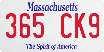 MA license plate 365CK9
