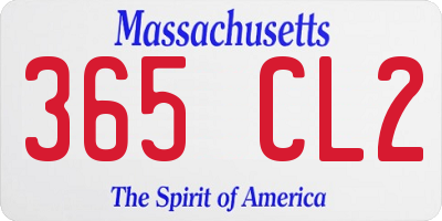 MA license plate 365CL2