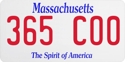 MA license plate 365CO0