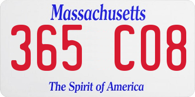 MA license plate 365CO8