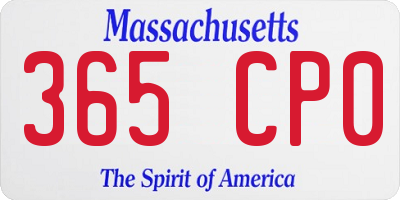 MA license plate 365CP0