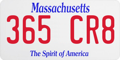 MA license plate 365CR8