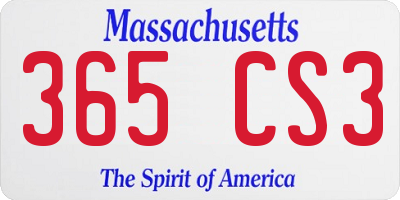 MA license plate 365CS3