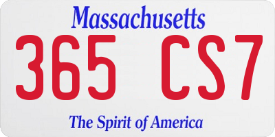 MA license plate 365CS7