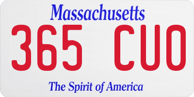 MA license plate 365CU0