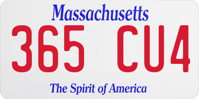 MA license plate 365CU4