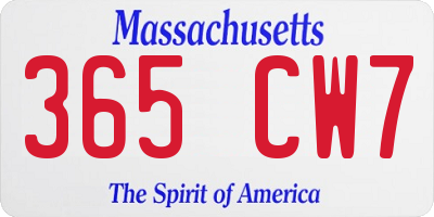 MA license plate 365CW7