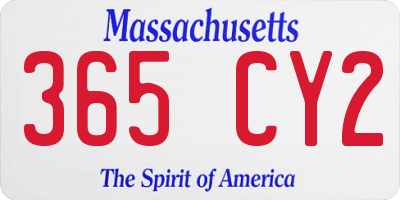 MA license plate 365CY2