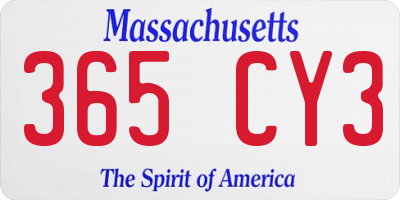 MA license plate 365CY3