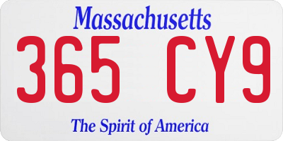 MA license plate 365CY9