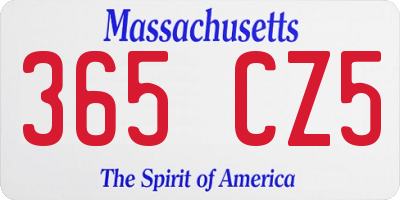 MA license plate 365CZ5