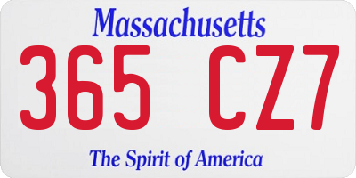 MA license plate 365CZ7