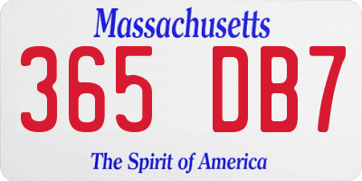 MA license plate 365DB7