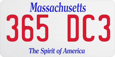 MA license plate 365DC3