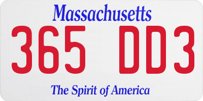 MA license plate 365DD3