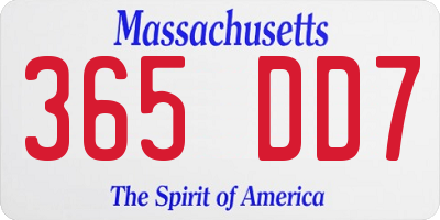 MA license plate 365DD7