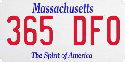 MA license plate 365DF0