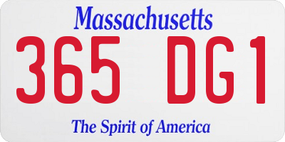 MA license plate 365DG1