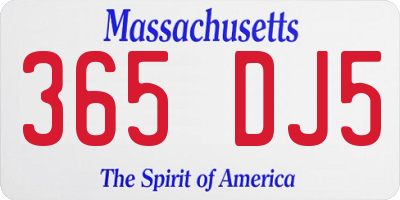 MA license plate 365DJ5