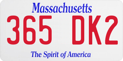 MA license plate 365DK2