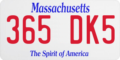 MA license plate 365DK5