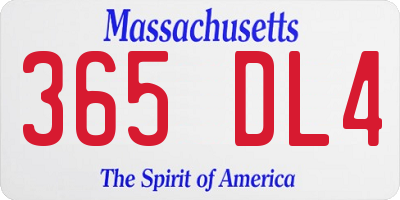 MA license plate 365DL4