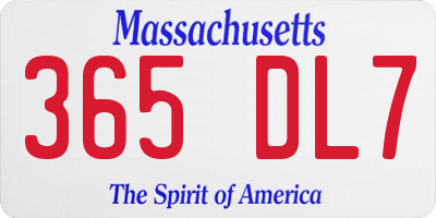 MA license plate 365DL7