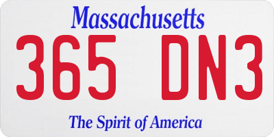 MA license plate 365DN3