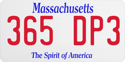 MA license plate 365DP3
