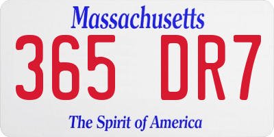 MA license plate 365DR7