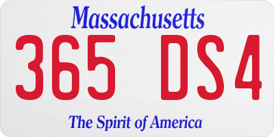 MA license plate 365DS4