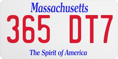 MA license plate 365DT7