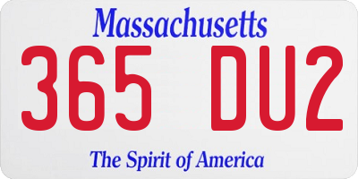 MA license plate 365DU2