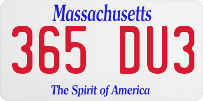 MA license plate 365DU3