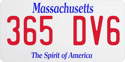 MA license plate 365DV6