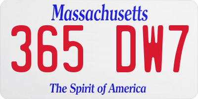MA license plate 365DW7
