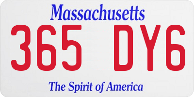 MA license plate 365DY6