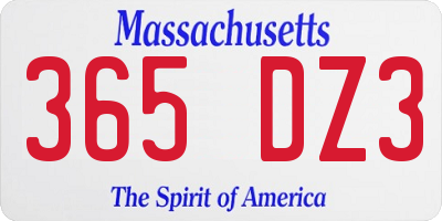 MA license plate 365DZ3