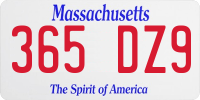 MA license plate 365DZ9