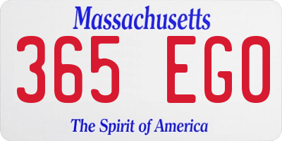MA license plate 365EG0