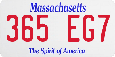 MA license plate 365EG7