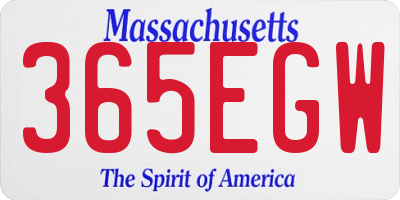 MA license plate 365EGW