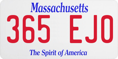 MA license plate 365EJ0