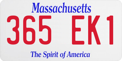 MA license plate 365EK1
