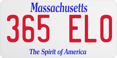 MA license plate 365EL0