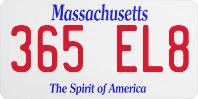 MA license plate 365EL8