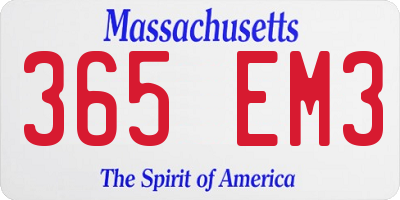 MA license plate 365EM3