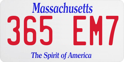 MA license plate 365EM7