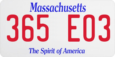 MA license plate 365EO3