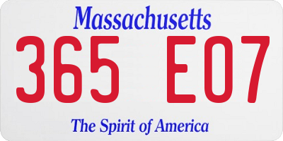 MA license plate 365EO7